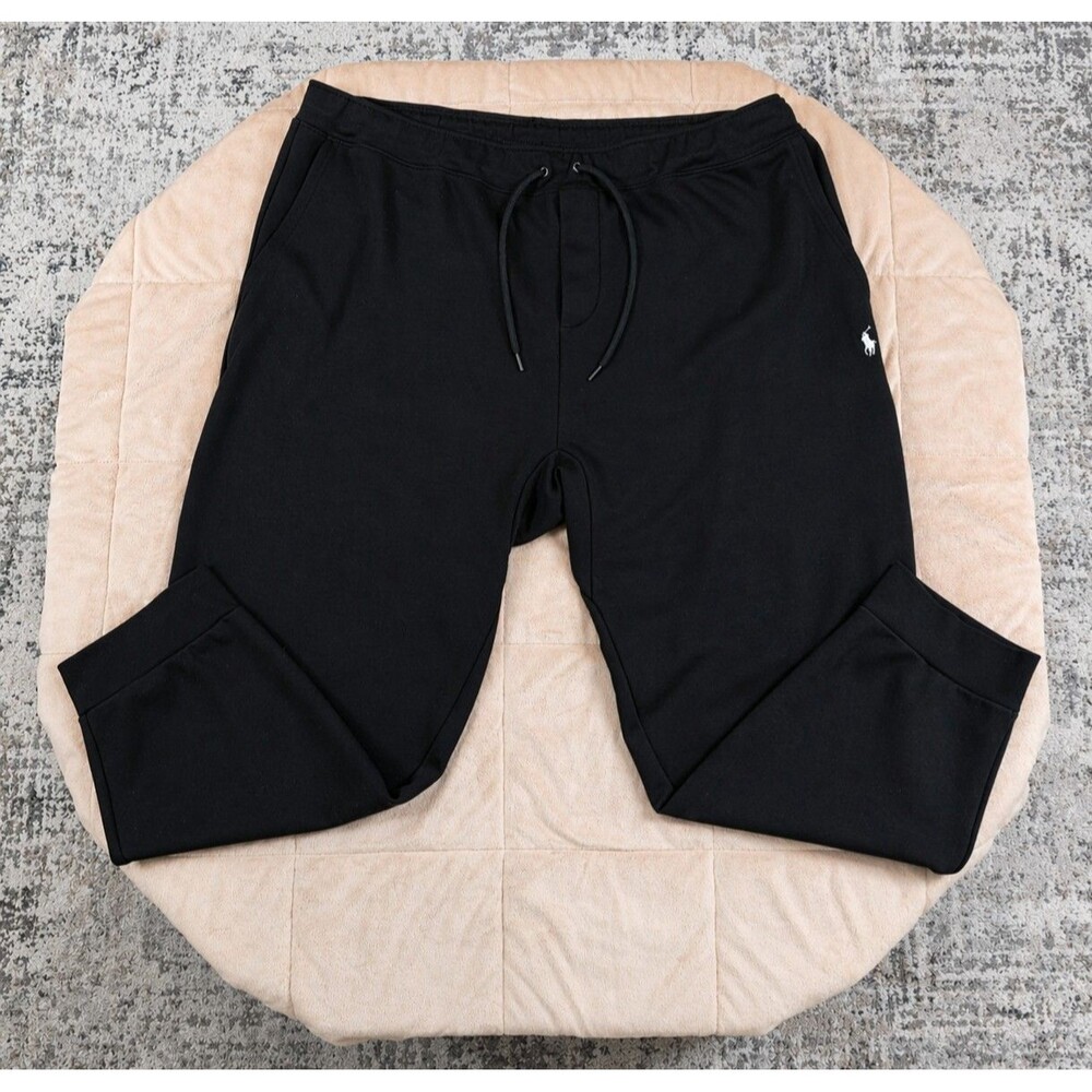 Polo Ralph Lauren Double Knit Joggers Black Sweatpants Mens 3XB Pony Logo Big